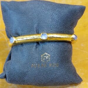 Julie Vos Catalina Iridescent Blue Stone Hinge Bangle No Pillow